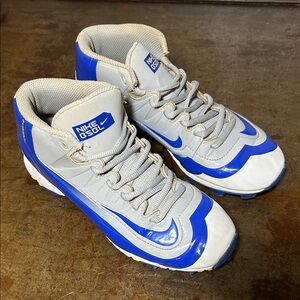 Nike Kids Huarache 2k Gray and Blue Baseball Cleats